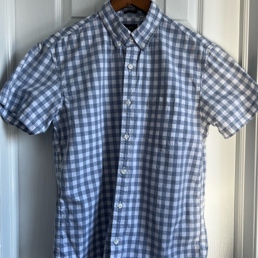 J. Crew Blue/Grey and White Checkered Men's Shirt slim Fit